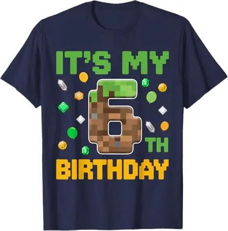 Geburtstags-Junge „It's My 6. Birthday Gamer Pixel Number Six“ T-Shirt Fashion Sons Nephew Enkel B-Day Geschenk Videospiel Spruch T-Shirt – Detail 9
