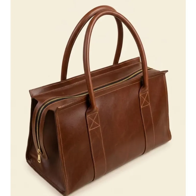 Genuine Leather Waterproof Casual Zipper Foldable, Lightweight, Eco-friendly, Large Capacity 20L Unisex Travel Bag, Durable
