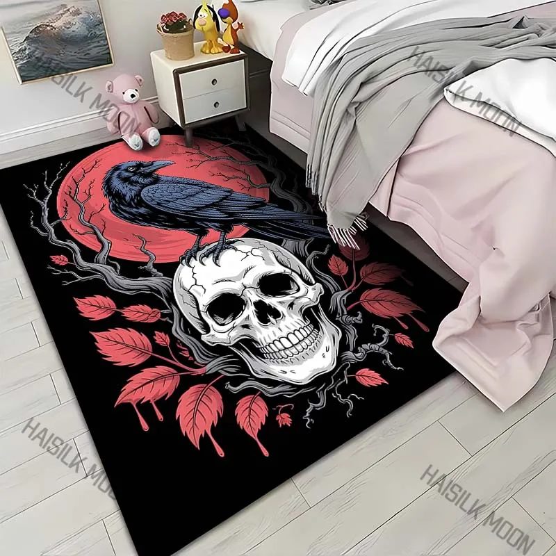 1PC Raven moon branches leaves Carpet for Living Room Bedroom Sofa Home Decor Rus Non-slip Floor Mat Luxury Gift
