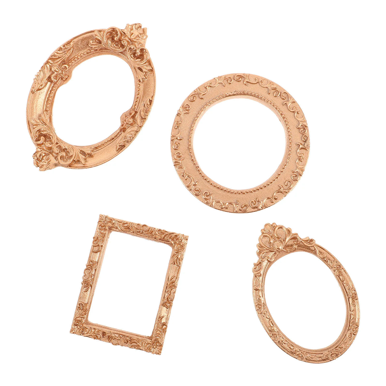 

4Pcs Mini Vintage Photo Frames Resin European Style Retro Jewelry Display Photography Prop Home Decoration Small Picture Frames