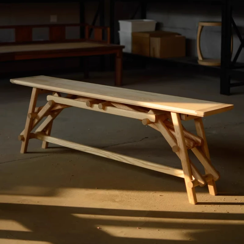 

Ясень из черного ореха, скамейка из цельного дерева, обеденный табурет, креативная сборная структура, простой дизайн