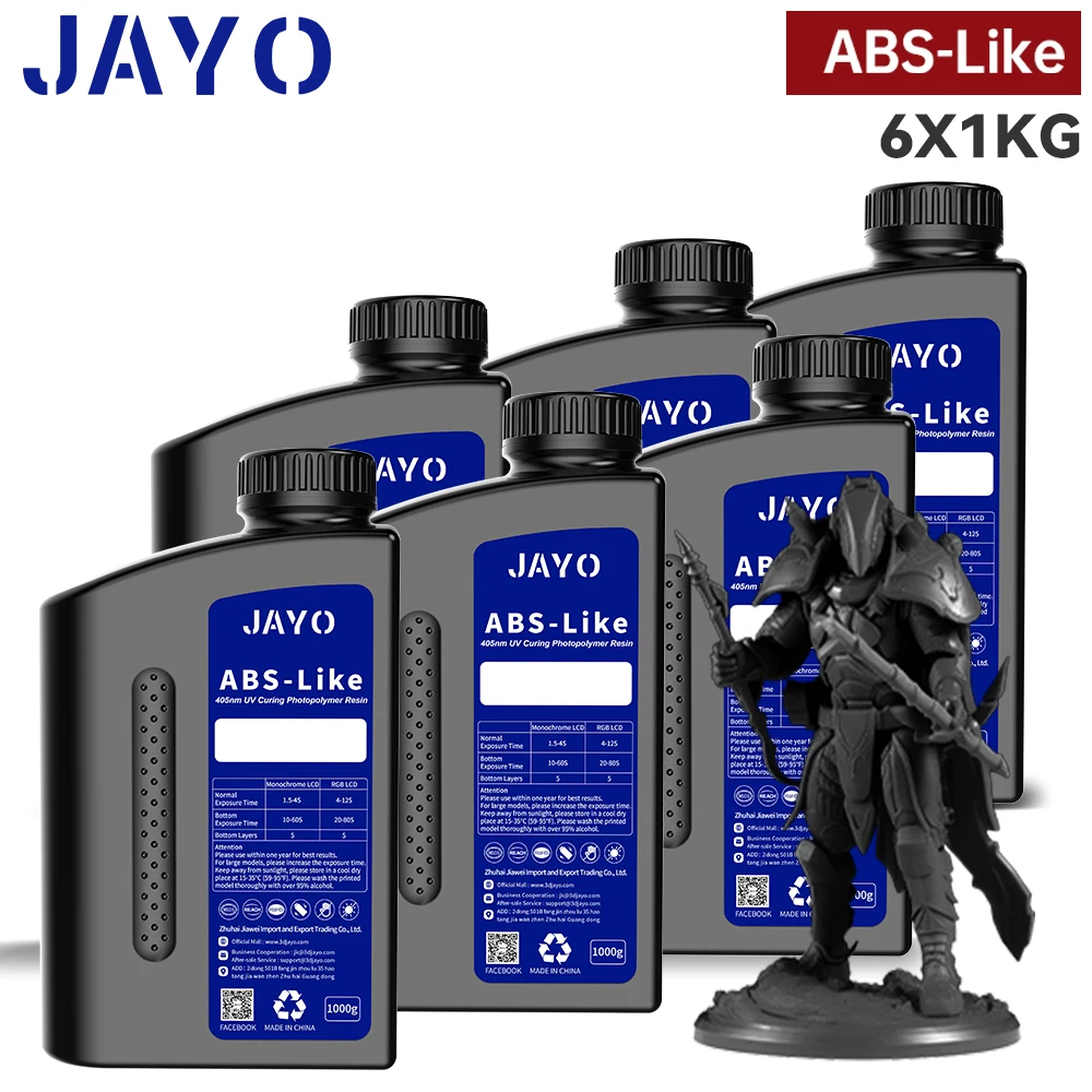 JAYO 6 kg Standard-/ABS-ähnliches 3D-Druckerharz, 1000 g/Flasche, 405 nm, schnelles UV-härtendes Photopolymerharz für LCD-3D-Druckermaterial