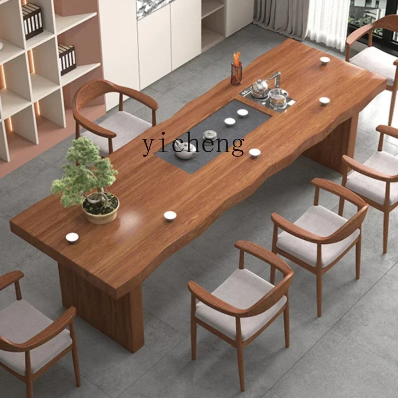 log tea tray boiling water integrated wet and dry dual-purpose household coffee table office tea table chair combination