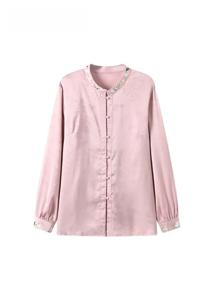 

Loose Long Sleeve Women's Shirt Button up Casual Style plus Size Spring New Fashion Breathable Polyester Lantern Sleeve round...