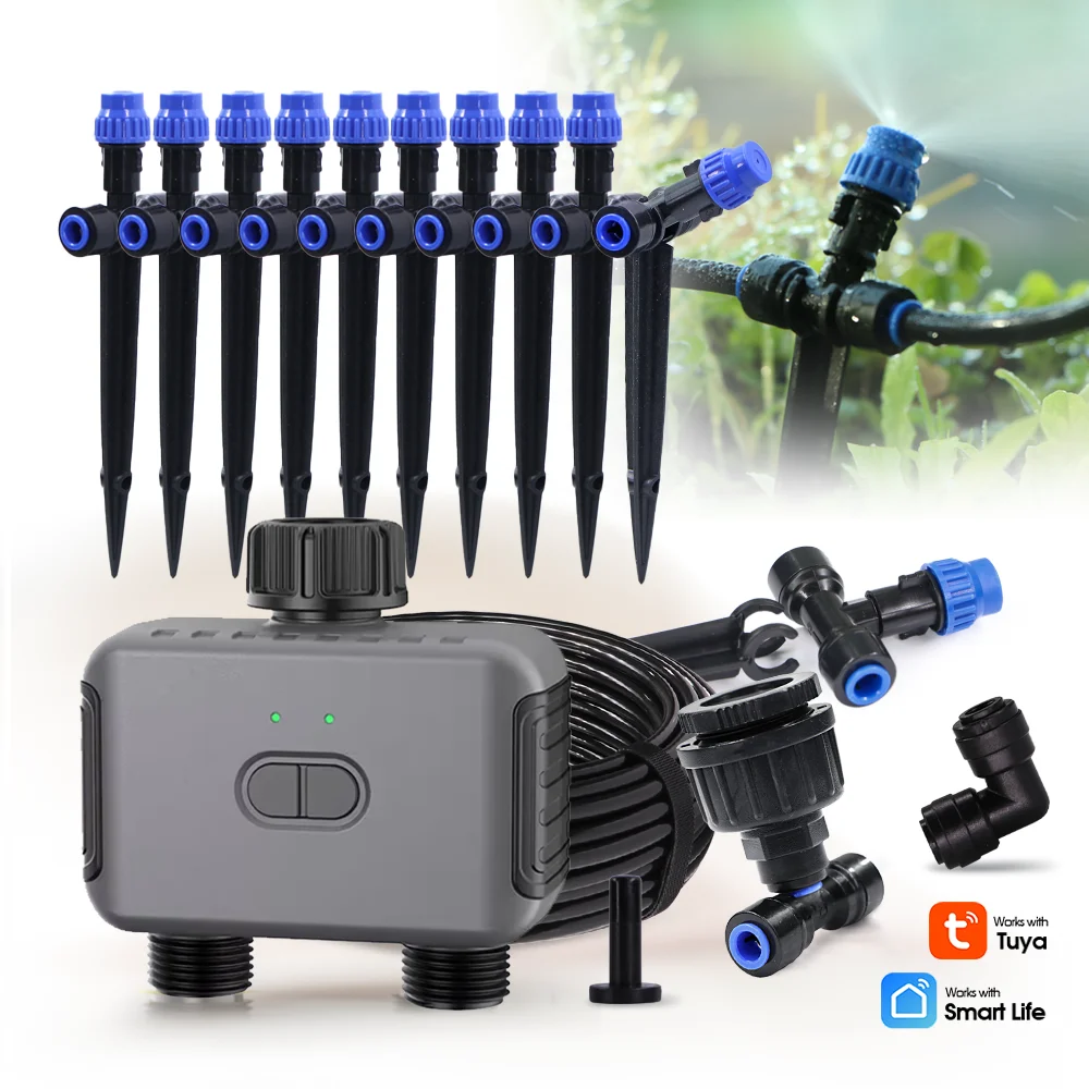 

Gardening Bluetooth Wifi Dual Timer Irrigation Set Foldable Adjustable Spray Mass Atomization Cooling Automatic Watering System