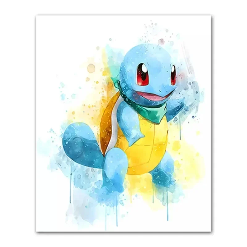 Anime Pokemon Canvas Painting Bulbasaur Charmander Squirtle Poster e stampa acquerello Wall Art Picture Home Decor regali per bambini