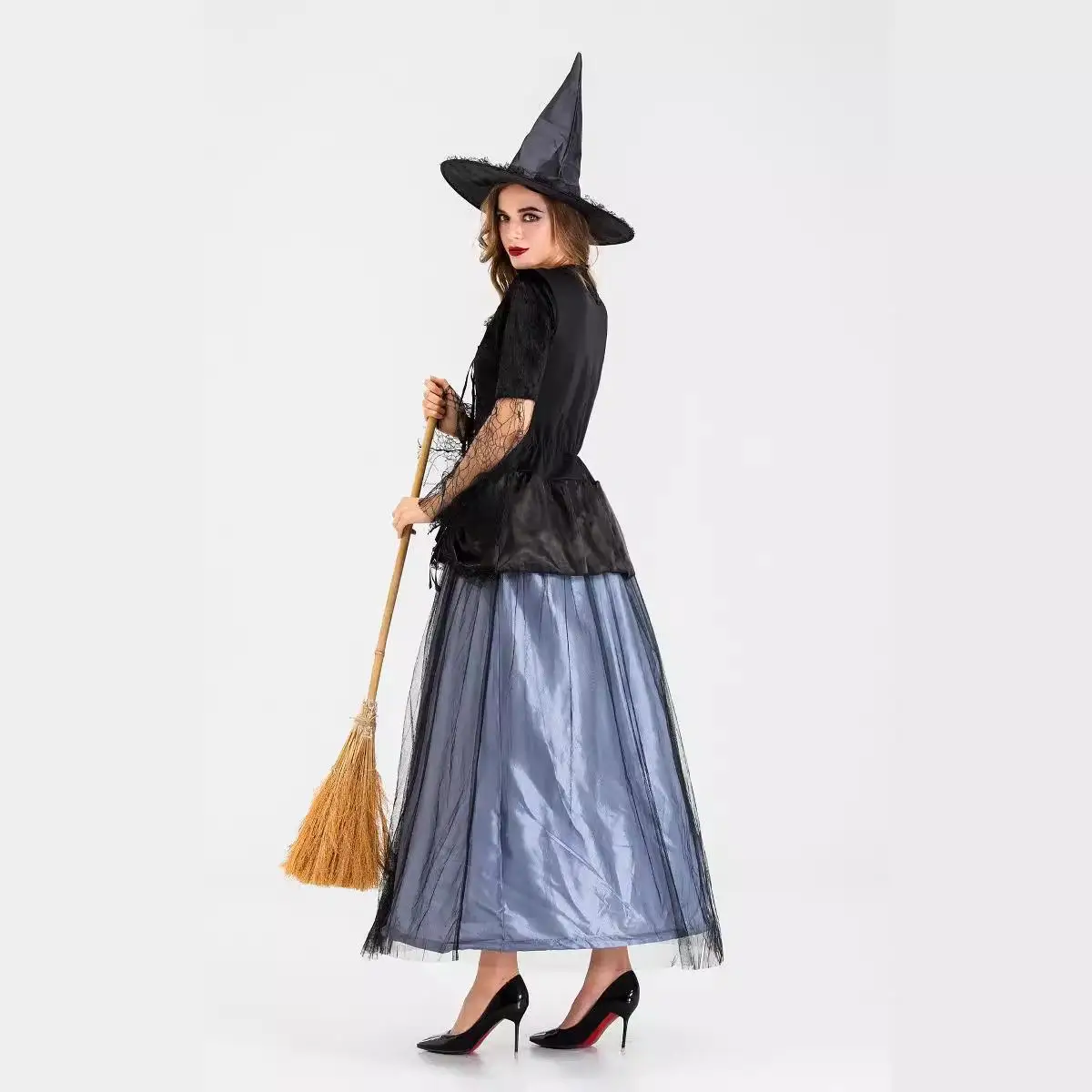 Новый женский костюм ведьмы на Хэллоуин, черный кружевной костюм ведьмы Dr, женский модный традиционный китайский сценический костюм