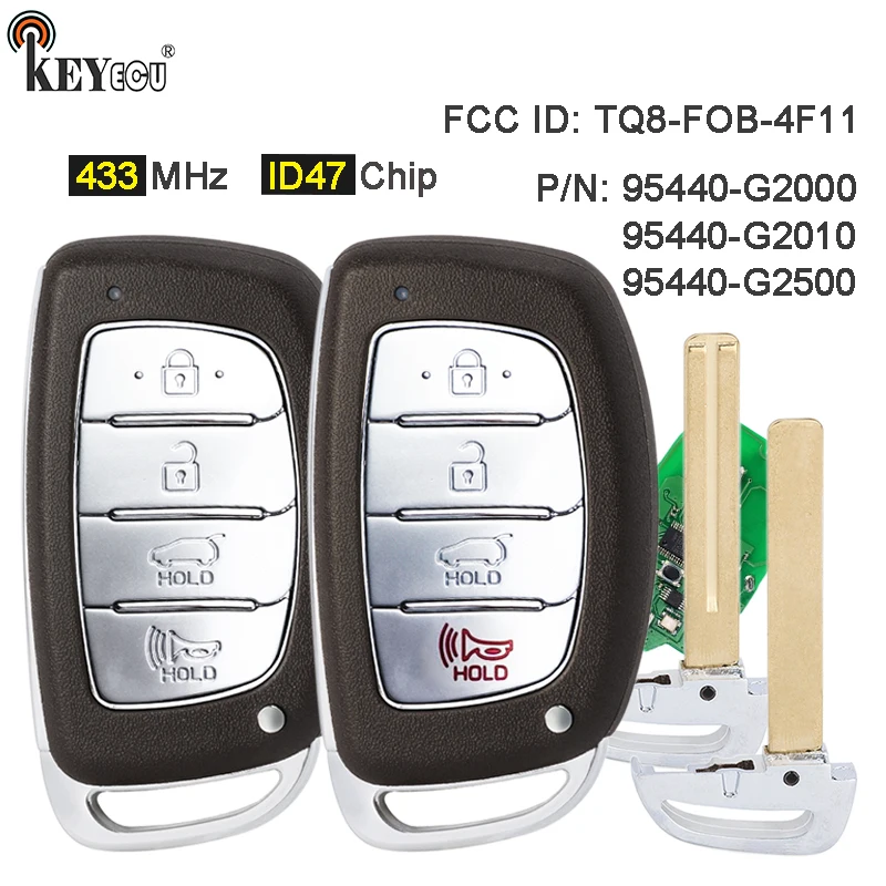 KEYECU 433MHz ID47 Chip 95440-G2000 G2010 95440-G2500 TQ8-FOB-4F11 Keyless-Go Smart Remote Key Fob for Hyundai Ioniq 2016-2021