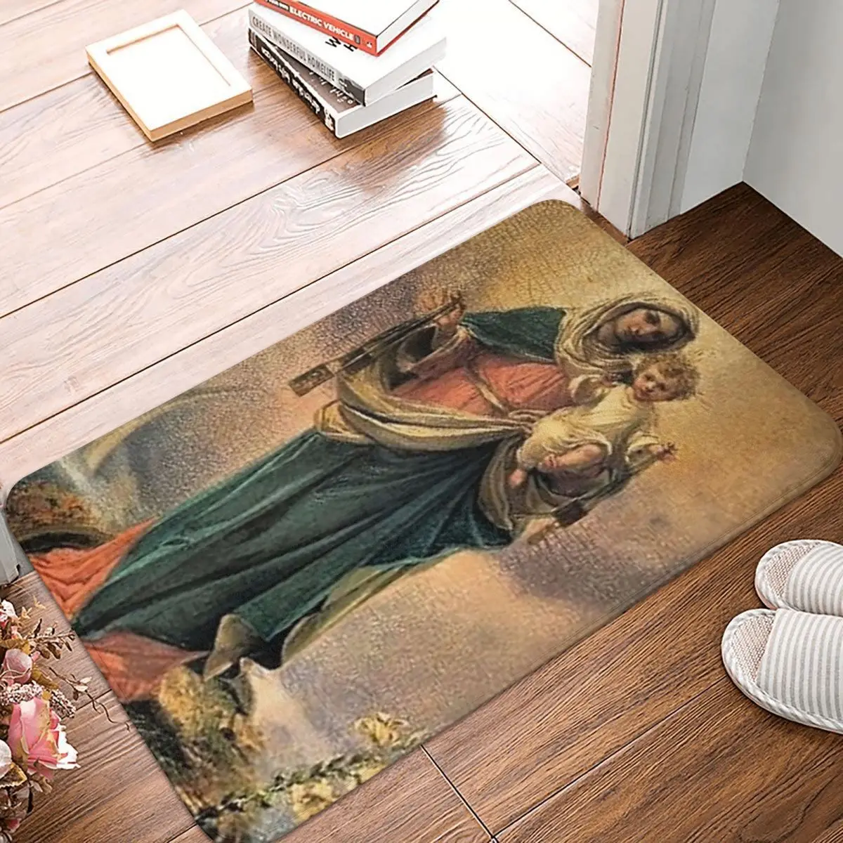 Our Lady Of Guadalupe Virgin Mary Mexican Doormat Kitchen Entrance Home Floor Mat Non-slip Carpet Rug for Bathroom Footpad Mats