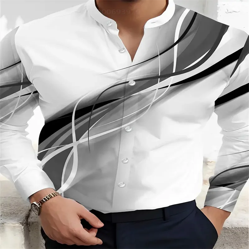 

Men's Abstract Marble Liquid Art Shirt Stand Collar Long Sleeve Casual Outdoor Vacation Comfortable Daily Party Shirt Fast Shipp