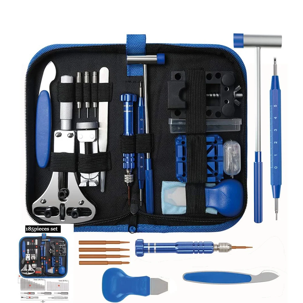 

185PCS Watch Repair Kit Professional Watch Battery Replacement Tool Watch Link And Back Removal Tool Spring Bar Tool Set