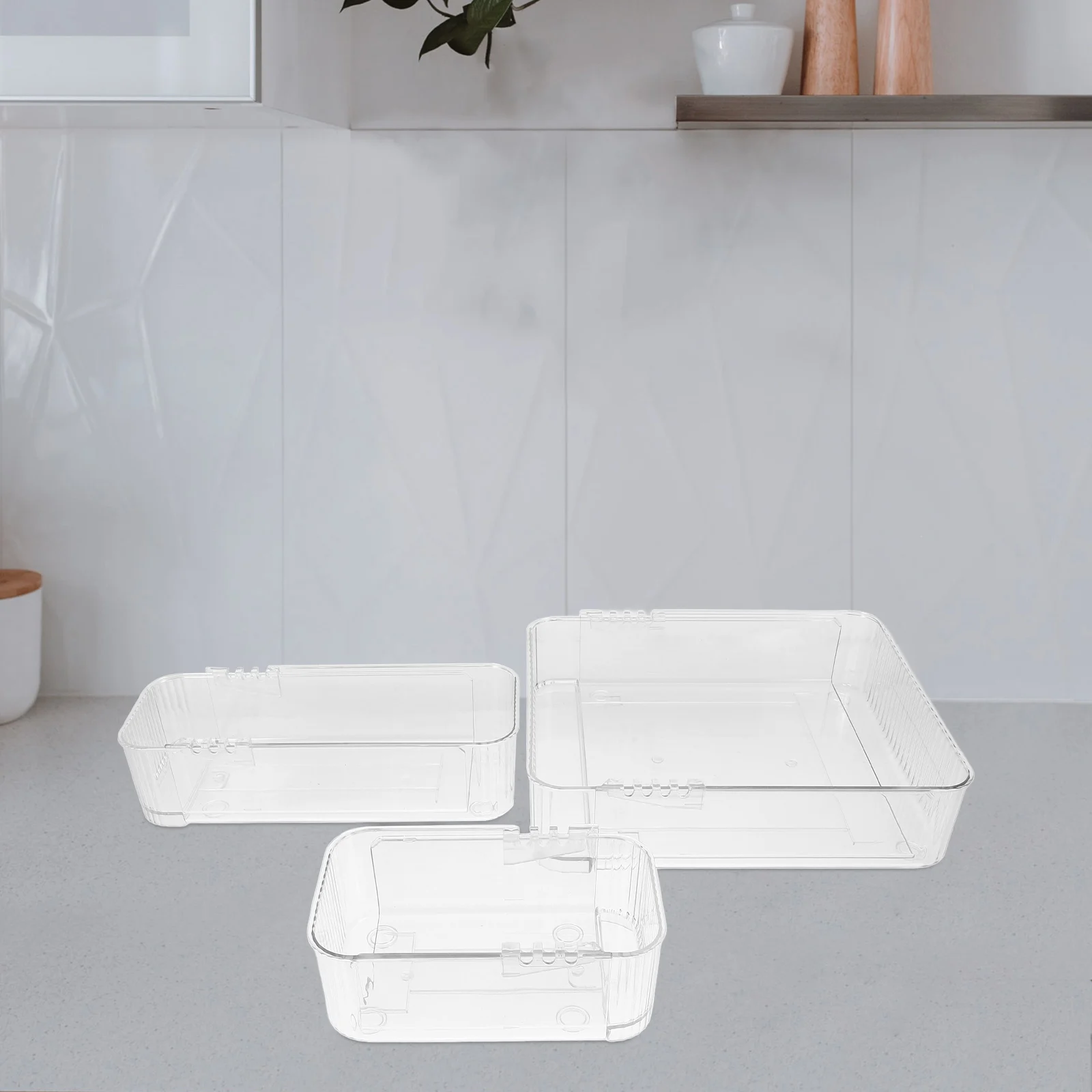 

3pcs Clear Drawer Organizers Set For Desk Storage Expandable Divider Tray Cutlery Pens Makeup Office Gadgets Utensils Jewelry