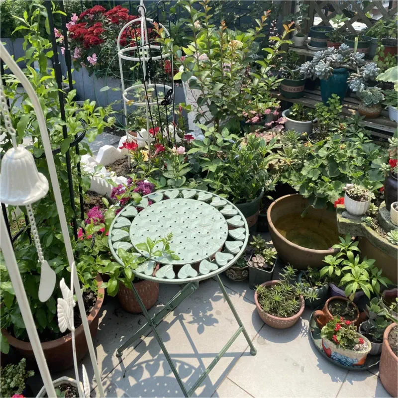 

European Style Iron Plant Stand Foldable Round Flower Pot Holder Minimalist Balcony Garden Shelf for Pothos Floor Display Rack