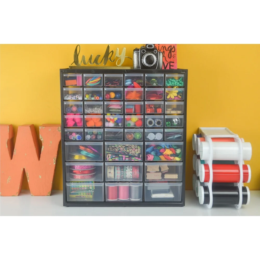 39 ลิ้นชักตู้ CRAFT Organizer STACKABLE ติดผนังพลาสติกใสอุปกรณ์งานอดิเรก Desktop Storage