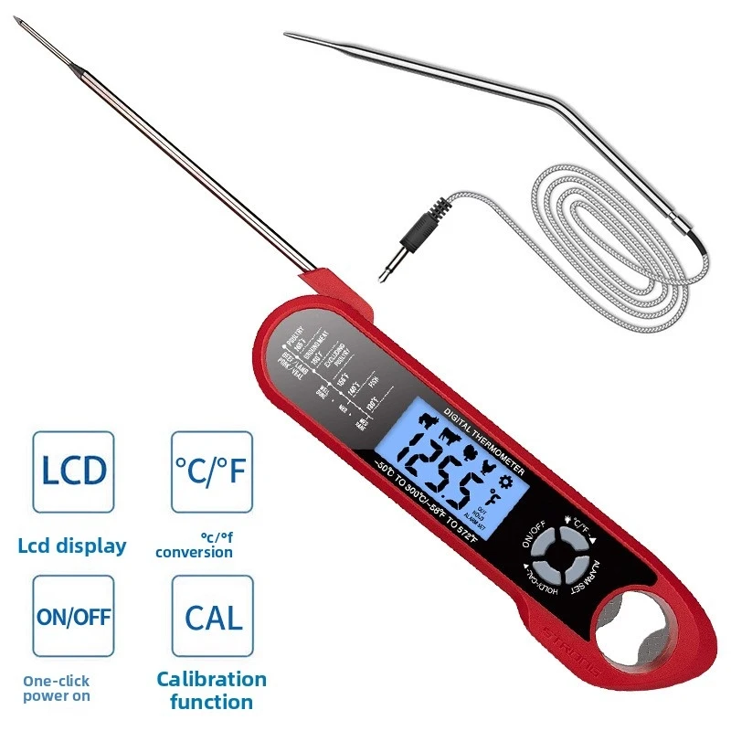 Foldable Waterproof Food Thermometer  Dual Probe Barbecue Thermometer  Cooking Thermometer for Meat Selection