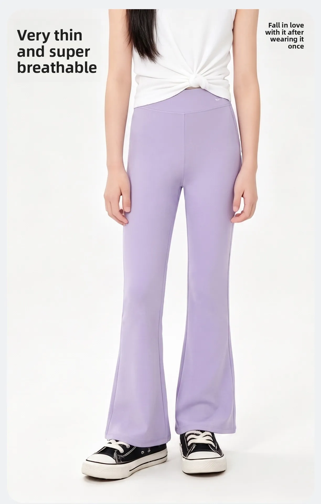 Slightly Flared Pants Thin Daily Girls Kids' Flared Pants High-Waist Leggings Children Sun-Protection Pants Little Teenager Girl