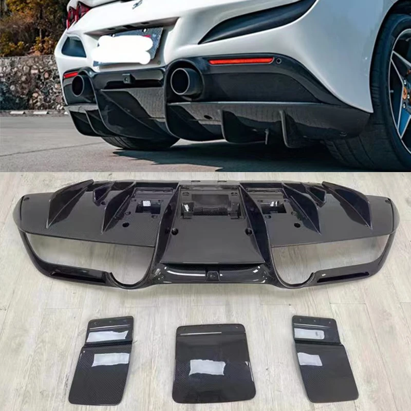 

For Ferrari F8 Tributo Spider 2019 2020 2021 2022 2023 2024 Real Carbon Fiber Bumper Rear Trunk Lip Diffuser Spoiler Cover