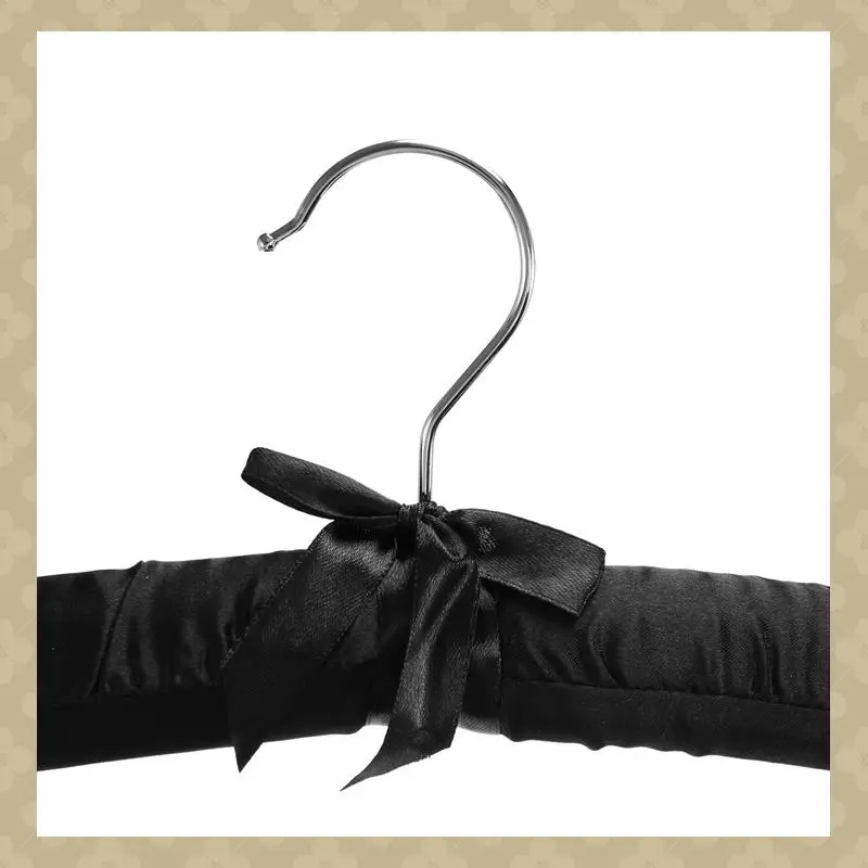 

AB45 17 Inch Large Satin Padded Hangers,Silk Hangers For Wedding Dress Clothes,Coats,Suits,Blouse (Black,25 Pack)
