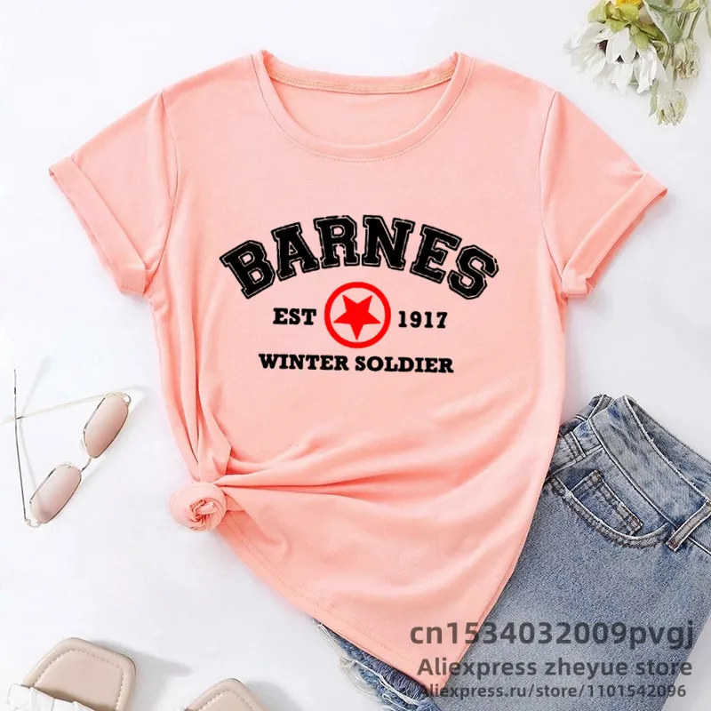 Barnes 1917 T Shirts Women Summer Vintage Winter Soldier Bucky Barnes Short Sleeve T-Shirt Women Short Sleeve Tee Shirts