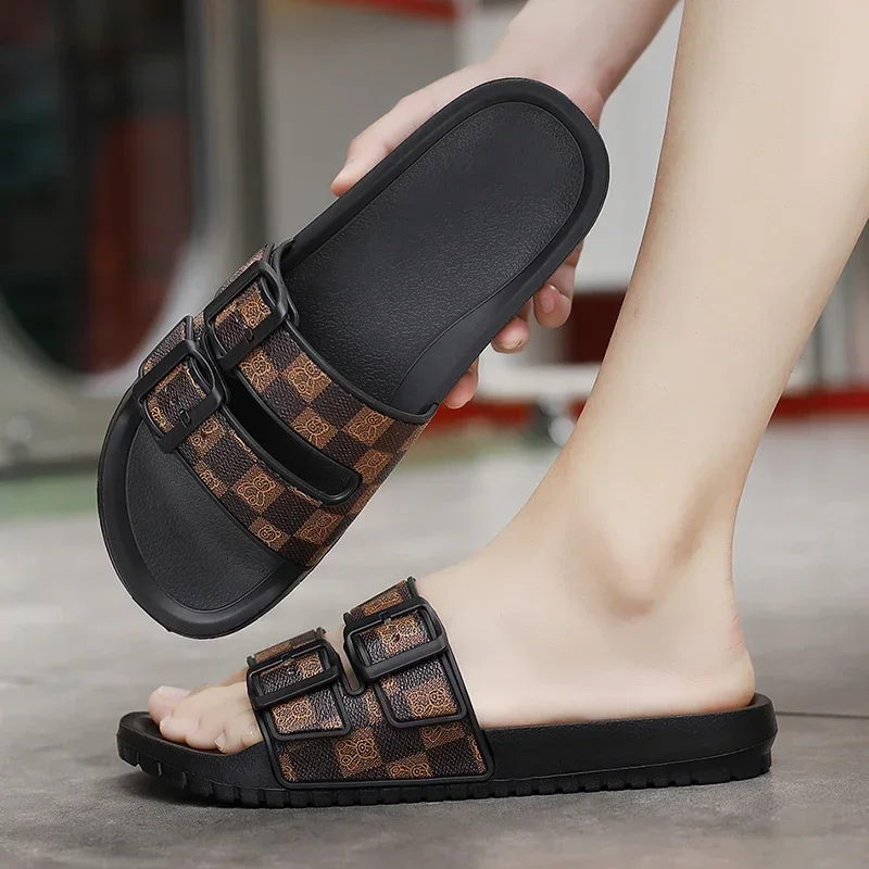 Summer Shoes Sale Genuine Mens Slipper Flip Flop Slides Men\'s Genuine Leather Sandals Comfortable Man Sandal House Slippers Man