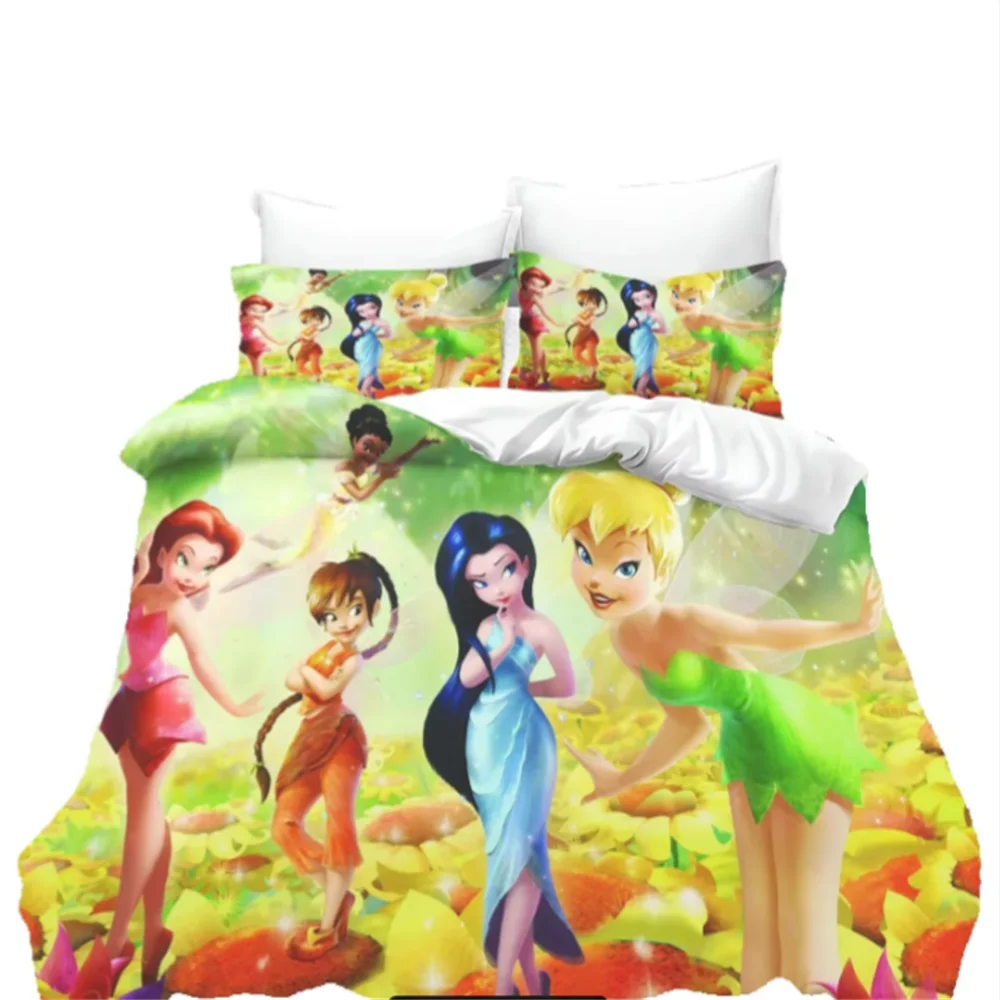 

Комплект постельного белья Tinker Bell Anime Disney, пододеяльник из 100% полиэстера, подходит для детей и взрослых, комплект из 3 предметов, 1 пододеяльник