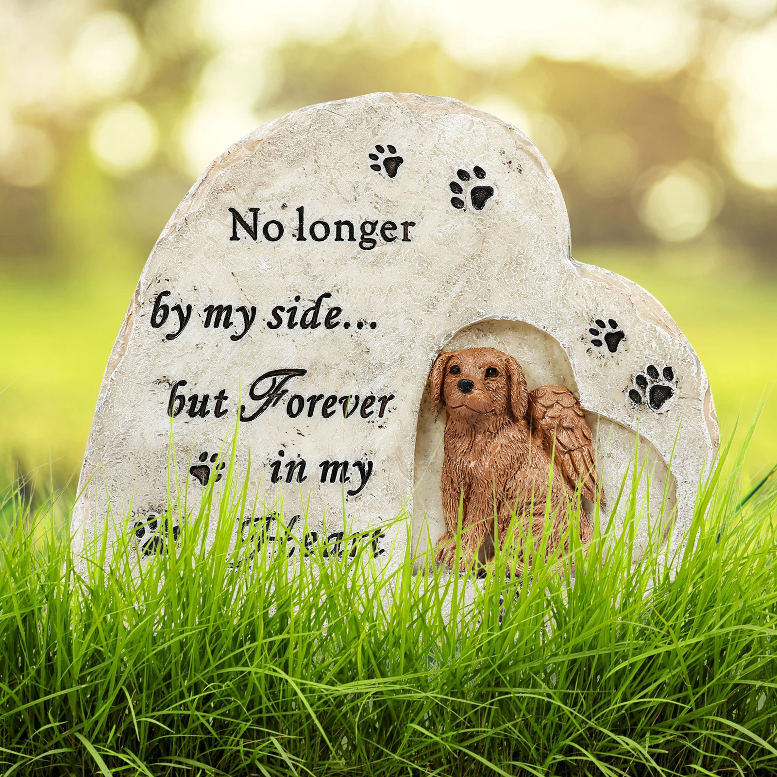 Dog Memorial Stone Resin Pet Memorial painty Statue a forma di cuore Dog Paw Stepping Garden Headstone Pet Loss Gifts Outdoor Dog