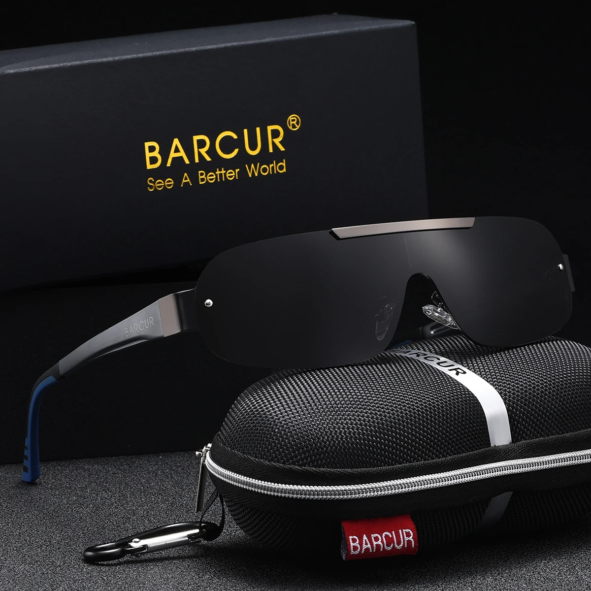 BARCUR 1개 여성용 메탈릭 편광 선글라스 대형 프레임 휴가 레저 스타일 비치 퍼포먼스 남성용 안경 워킹