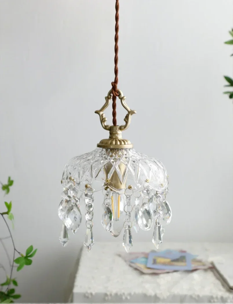 

Scandinavia Pendant Light for Bedroom Bedside Hotel Restaurant Decoration Hanging Lamp Glass Crystal Ceiling Chandeliers Modern