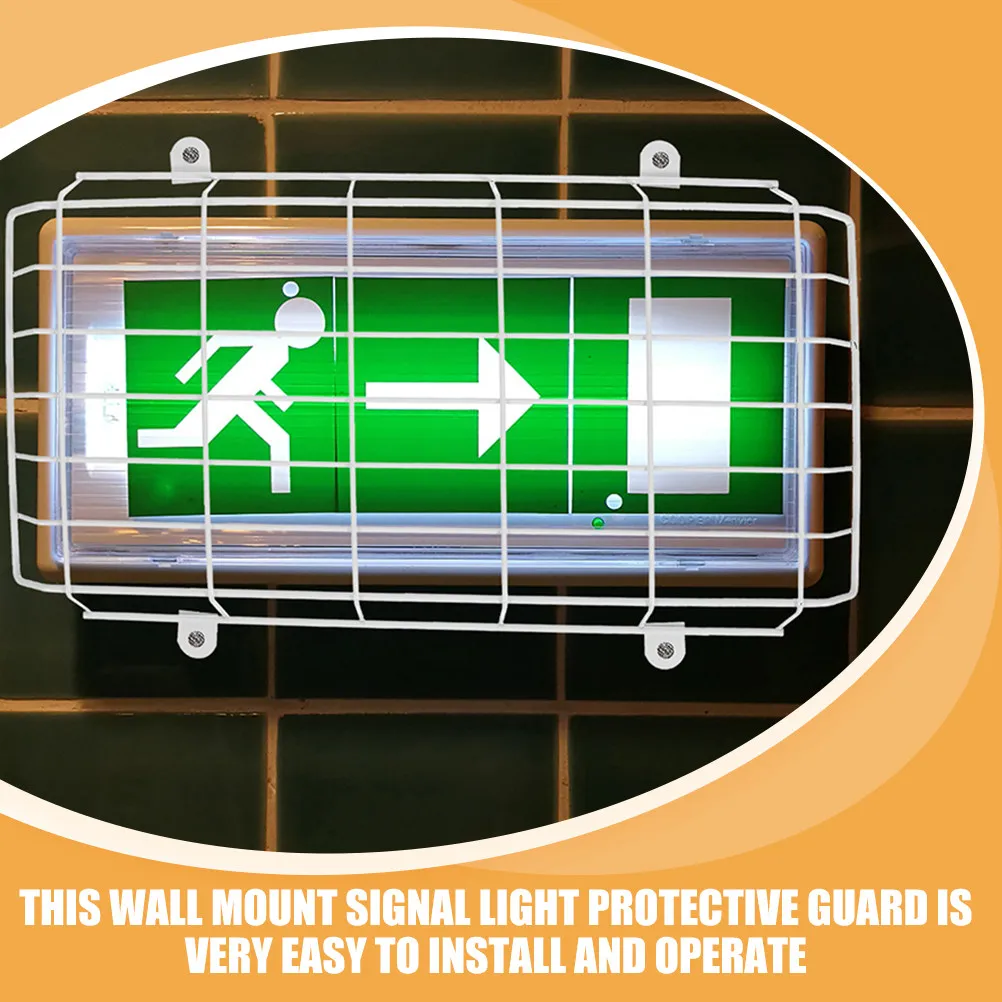 2Pcs Exit Sign Protective Guard Wire Cover Metal Emergency Light Wire Guard Wall Mounted Use Cover for Emergency Light