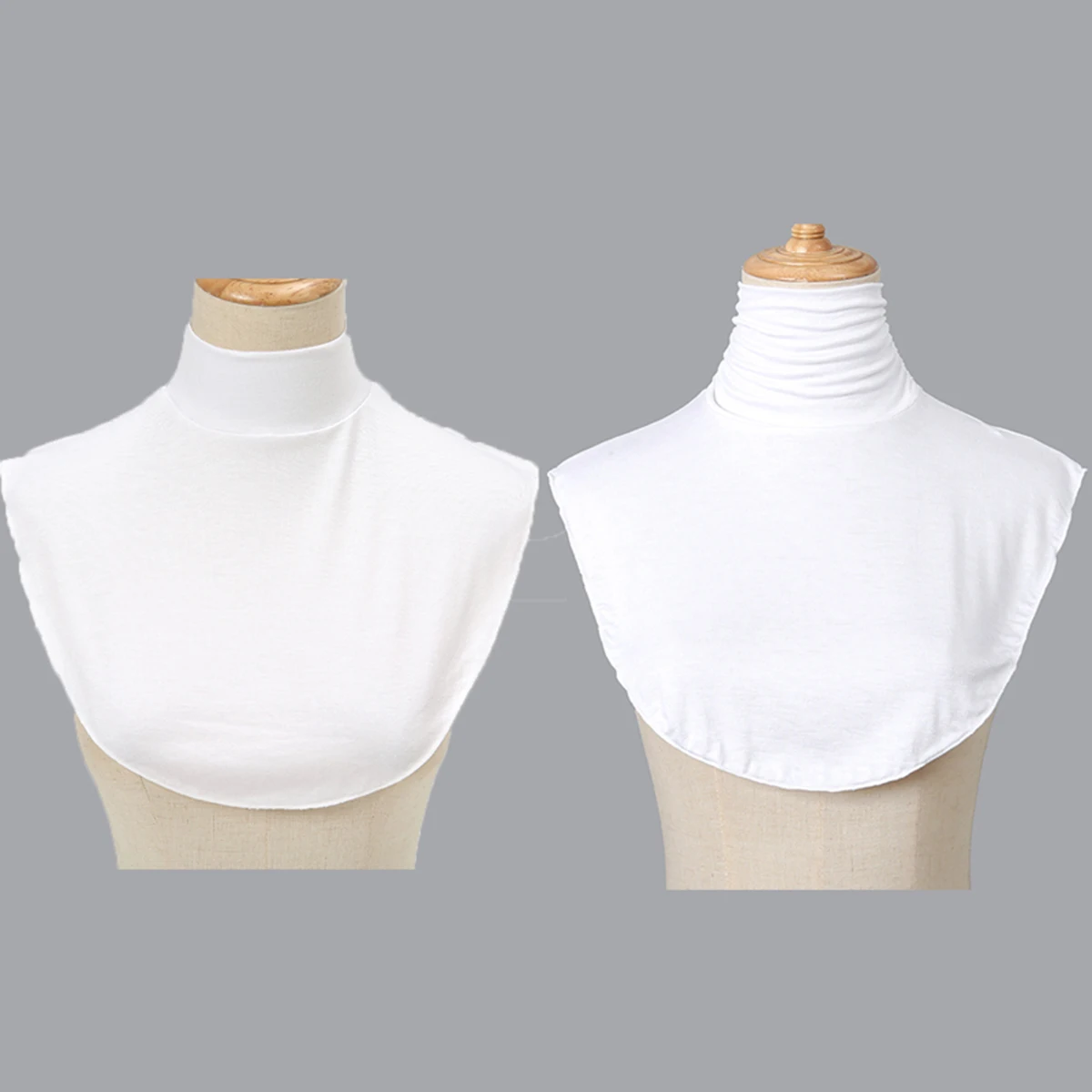 2/Pcs Solid Color Modal High Nack Fake Collar Soft False Collar For Women Solid Color Elastic Jersey Detachable Collar