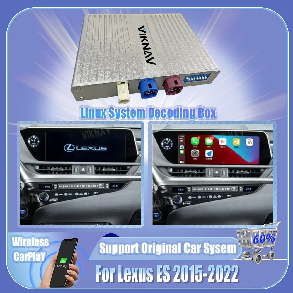 Viknav Linux Interface Decoding Box Fit For Lexus ES 2015-2022 Upgrade Android Auto Wireless Apple CarPlay Decoder Box