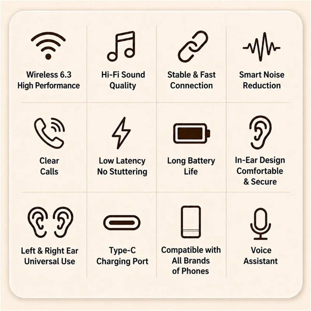 Open Ear Hanging Wireless Headset  BT Calling  Noise Reduction  Music Play  Reversible Left & Right Ear Wear