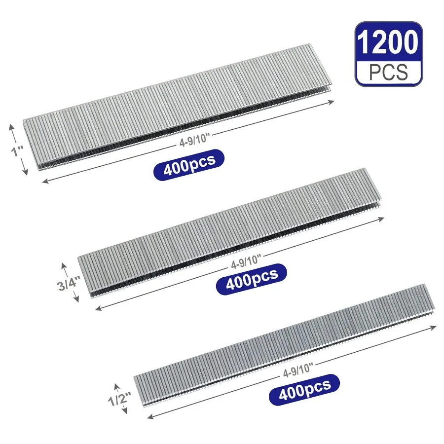 Calibre 18 por 1 2 a 1 en grapas de corona de retroceso MultiPack 1200Pack Ilusión 1 2" 400; 3 4" 400; 1" 400 Plata