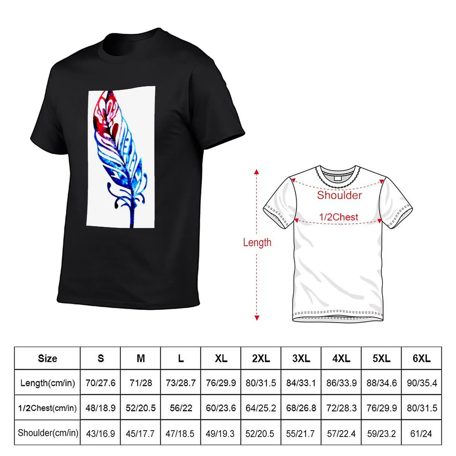 Feather/Quill T-Shirt Blouse anime t shirts oversizeds boys animal print oversized t shirts for men