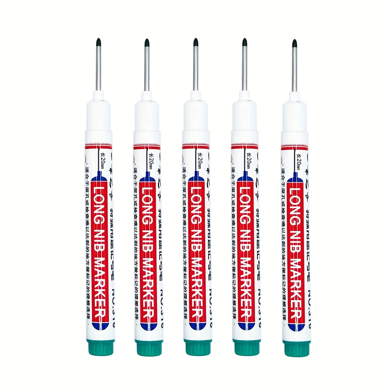 5-15 stuks 20mm Diepe Gat Lange Punt Markeringen Voor Metaal Perforeren Pen Waterdicht Badkamer Houtbewerking Decoratie Multifunctioneel