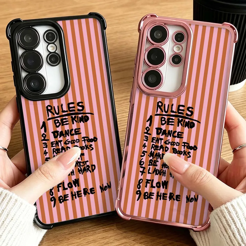 

Cartoon Red Striped Rules Anti-Drop Funda For Samsung Galaxy S26 S25 S24 S23 S22 S21 FE Ultra Plus 5G Soft Cover Phone Case