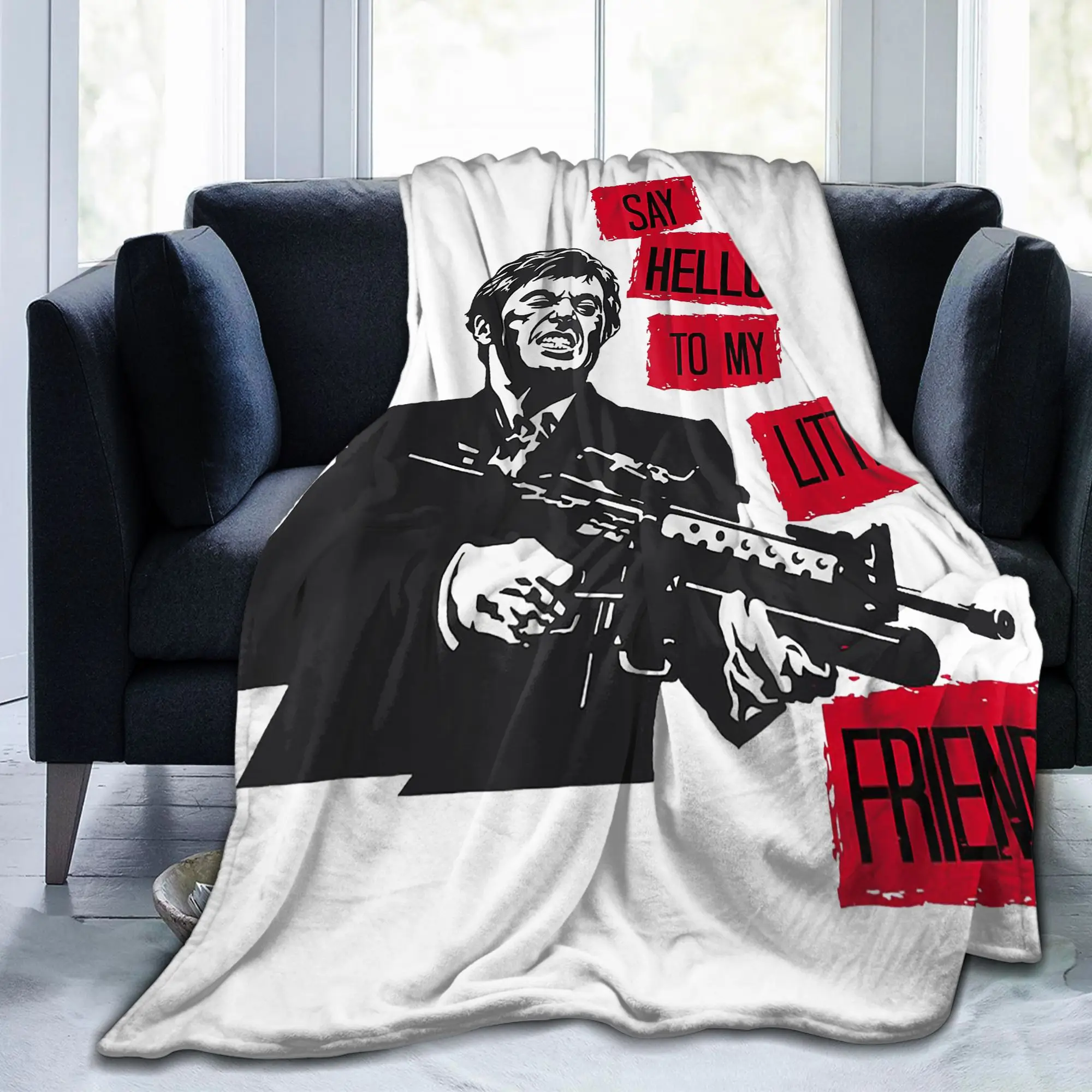 Scarfaces Portrait Tony Montana Blanket Cover Vintage 90s Movie Flannel Bedding Throw Blankets Bed Sofa Thin Gift Multi-function