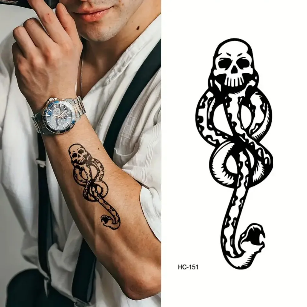 10 قطع من الوشم المؤقت لآكل الموت للهالوين بعلامة داكنة للنساء، ملصقات وشم على شكل هيكل عظمي لآكل الموت، تاتي مزيفة مقاومة للماء