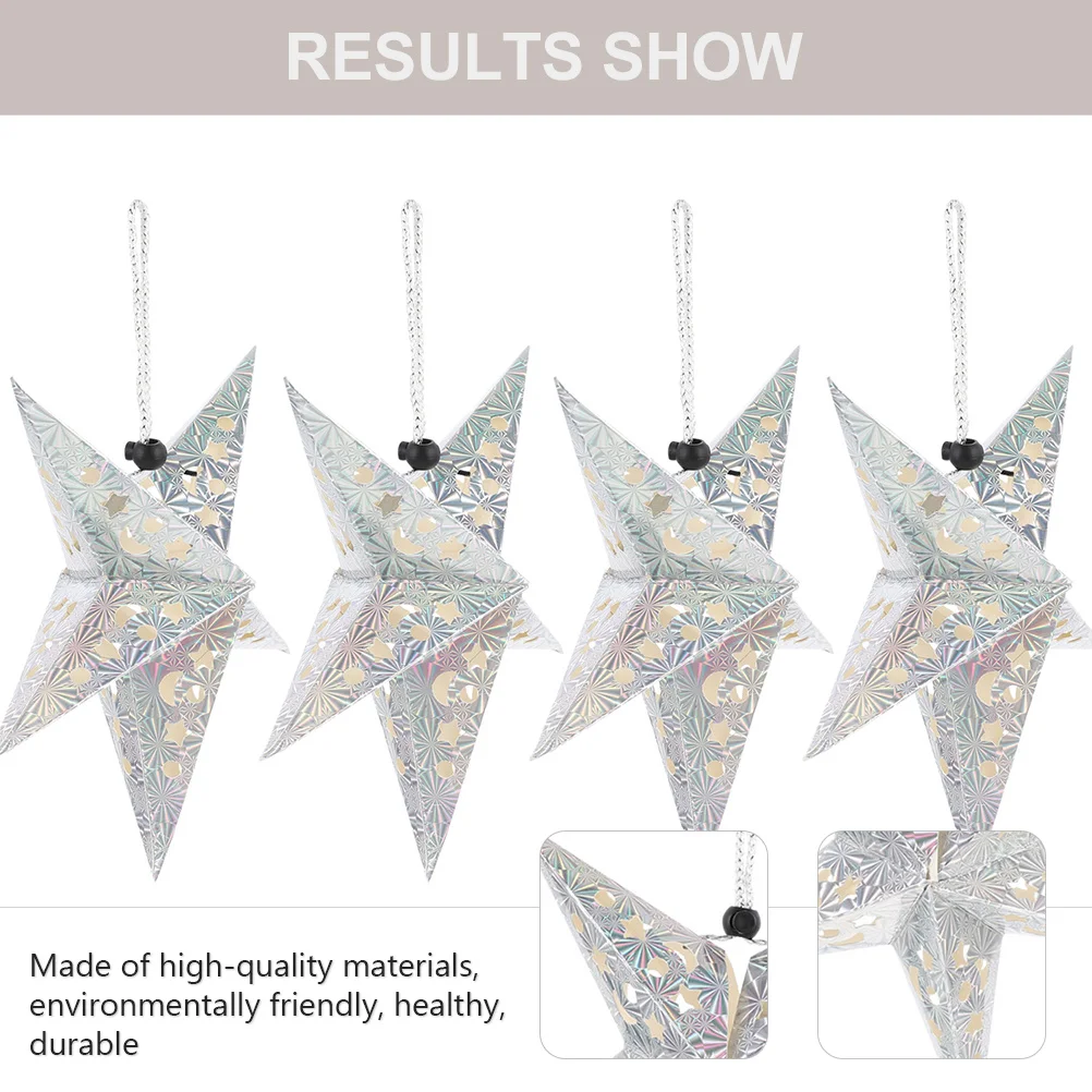 

6Pcs Five-Pointed Star Pendant Lampshade Stereoscopic Paper Hanging Ornament for Ceiling Christmas Party Decor Home Office Shop