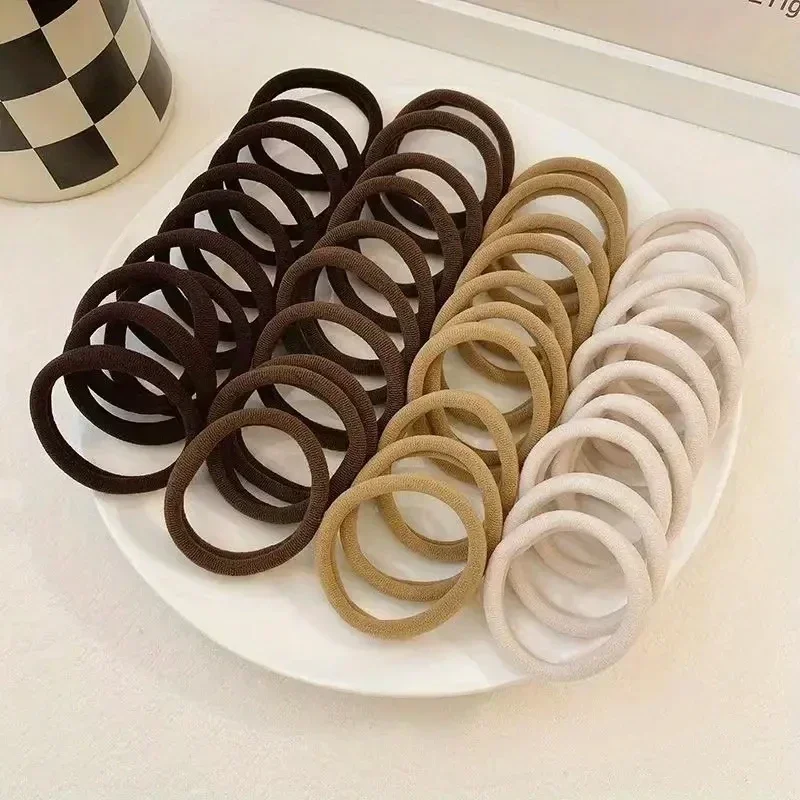 Women Girls Mixed Colors Basic Hair Bands Simple Solid Colors Elastic Headband Hair Ropes Ties Hair Accessories Ponytail Holder