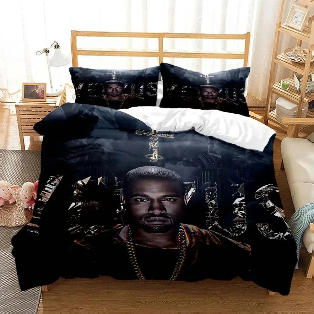 

3D Print Rapper Kanye West Musik Bedding Set Double Twin King Duvet Cover Comforter Pillowcase Boys Girls Adults Bedroom