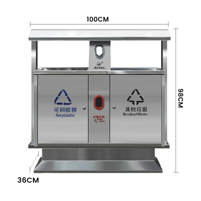 2026 Factory Direct Stainless Steel Trash Can Large Trash Can Large Outdoor Stainless Steel Trash Can