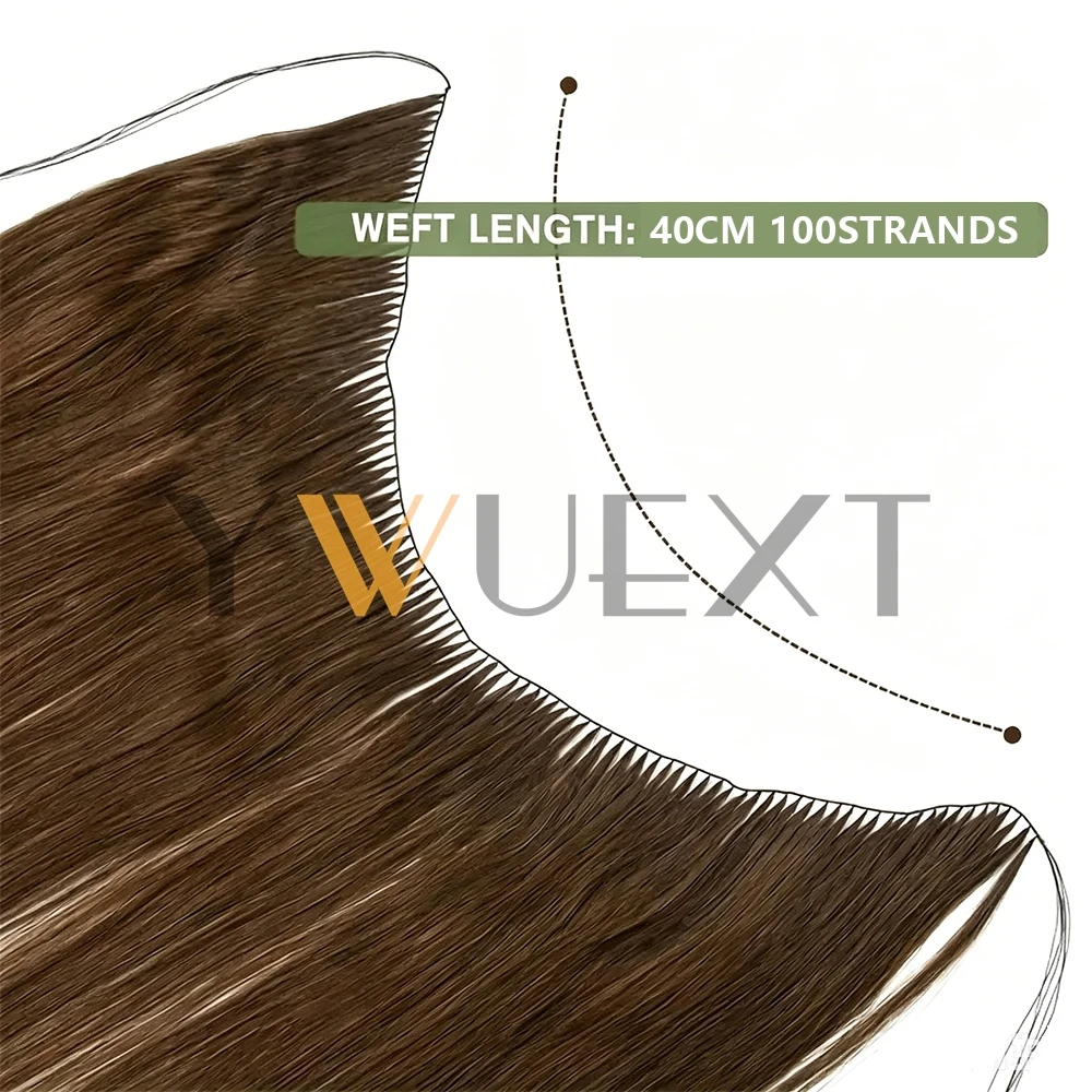 Feather Hair Bundles Extensions 40-70g Natural Straight Fish Line Human Hair Invisible Micro rings Hair Extension Weft 7 Colors - view 4