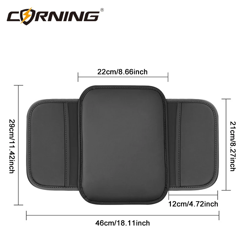 Car Armrest Box Pad PU Leather Breathable Center Console Arm Rest Storage Pocket Auto Amrest Protector Cover Pad for All Seasons