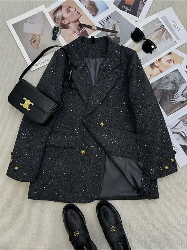 

Универсальный повседневный женский костюм Jaet 2025 для похудения, блестящая высококачественная весенне-осенняя верхняя одежда, дизайн