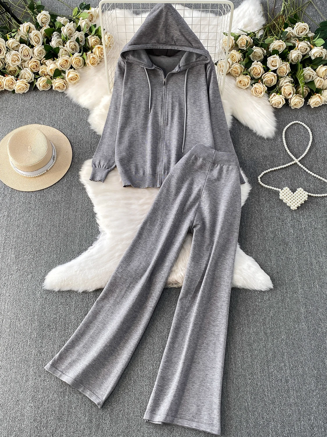 

Повседневный комплект спортивной одежды, женский осенне-зимний костюм Faion ey Clete, длинные брюки с высокой талией, длинные брюки на молнии с капюшоном Jaet Ele