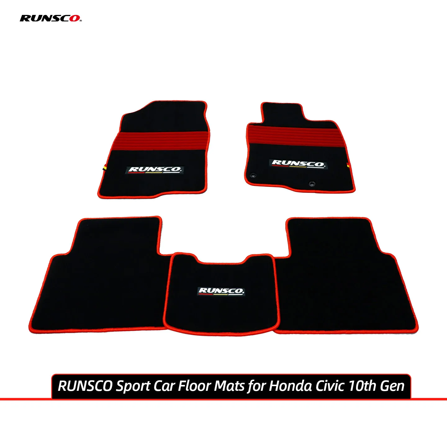 Runsco Car Floor Mats for Honda Civic 10th Gen 2016-2021 FC1/FC2/FK7/FK8 Custom Fit Non-Slip Sporty Interior Liners RHD/LHD