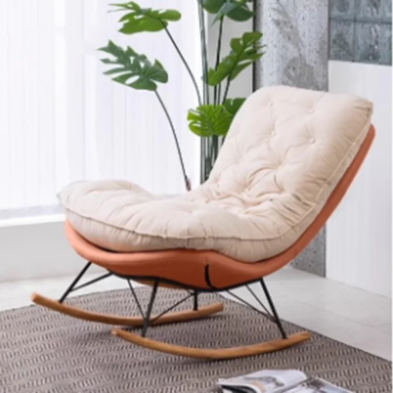 

Beige Accent Living Room Chairs Designer Rocking Design Modern Chairs Single Relaxing Cozy Fauteuil De Salon Lounge Furniture