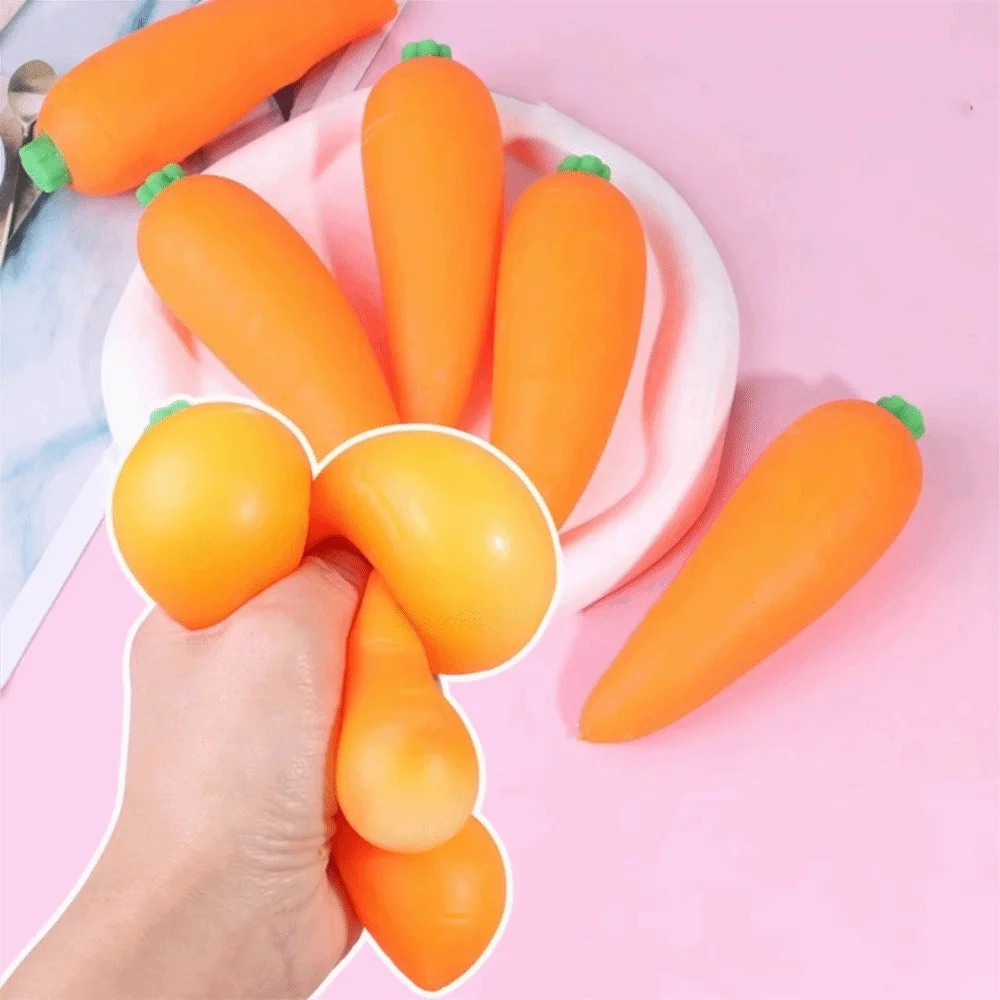 Novelty TPR Material Squeeze Carrot Shape Giant Size Stress Relief Soft Texture Vegetable Design Giant Stress Stress Relief