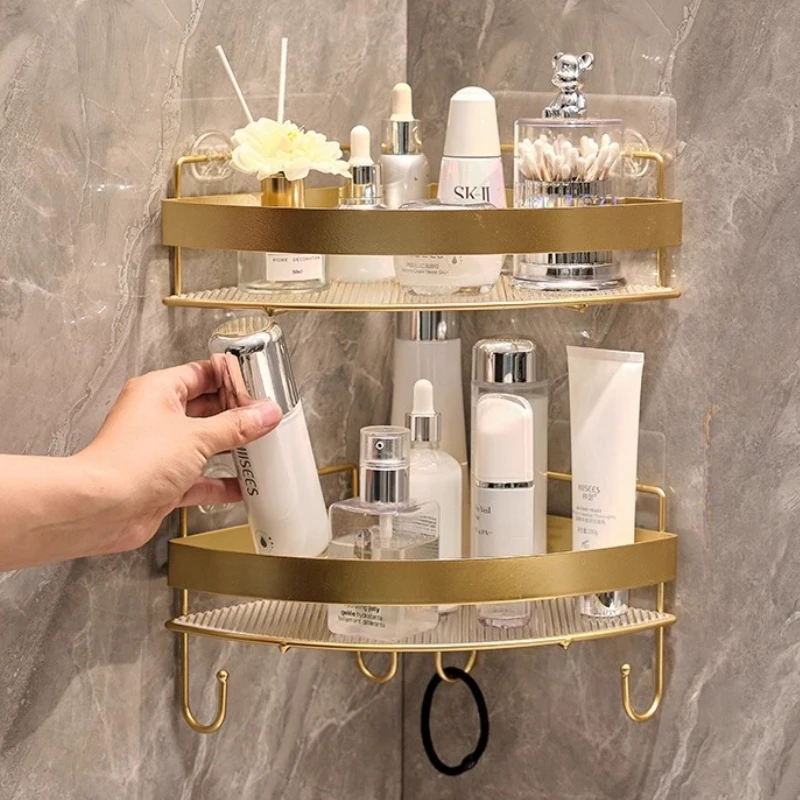 ‌Waterproof Bathroom Shelf, Rust-Proof Corner Storage Rack, Over-The-Toilet Organizer, No-Drill Metal Wall Mounted Display Stand